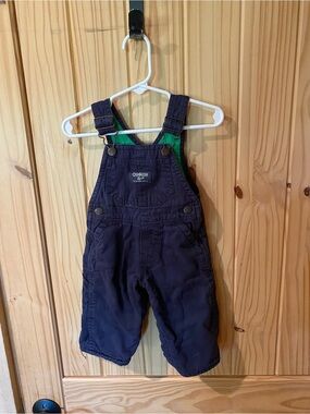 OshKosh B'gosh Navy Blue Toddler Overalls with Green Detail